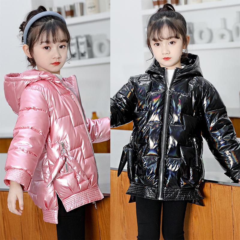 

Down Coat Girl Winter Jacket Children's Thicken Kids Cotton-padded Clothes Pink Black Waterproof Hooded 3 4 5 6 7 9 11 12 Y, Blue;gray
