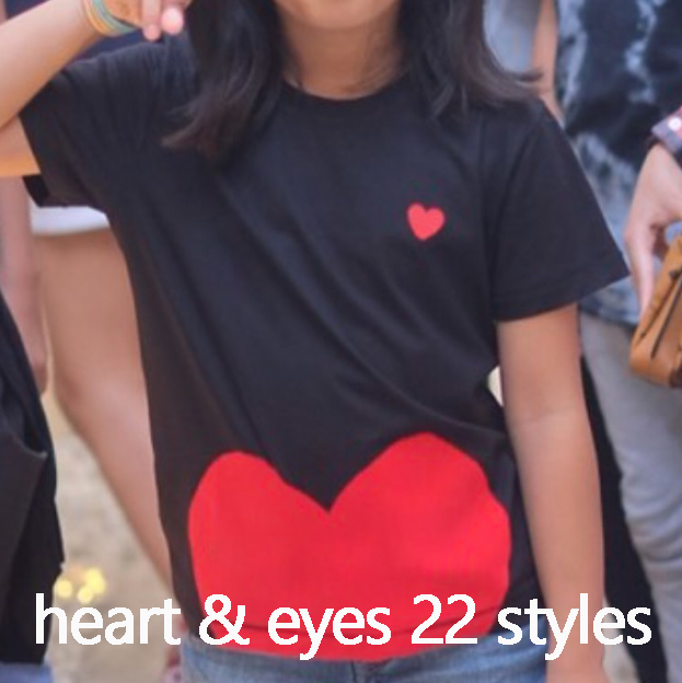 

Women Fashion Tees Summer T-shirts Womens Tops with Heart & Eyes Printing Men T Shirts Female Boys Girls Pullover Short Sleeve, Make up price different