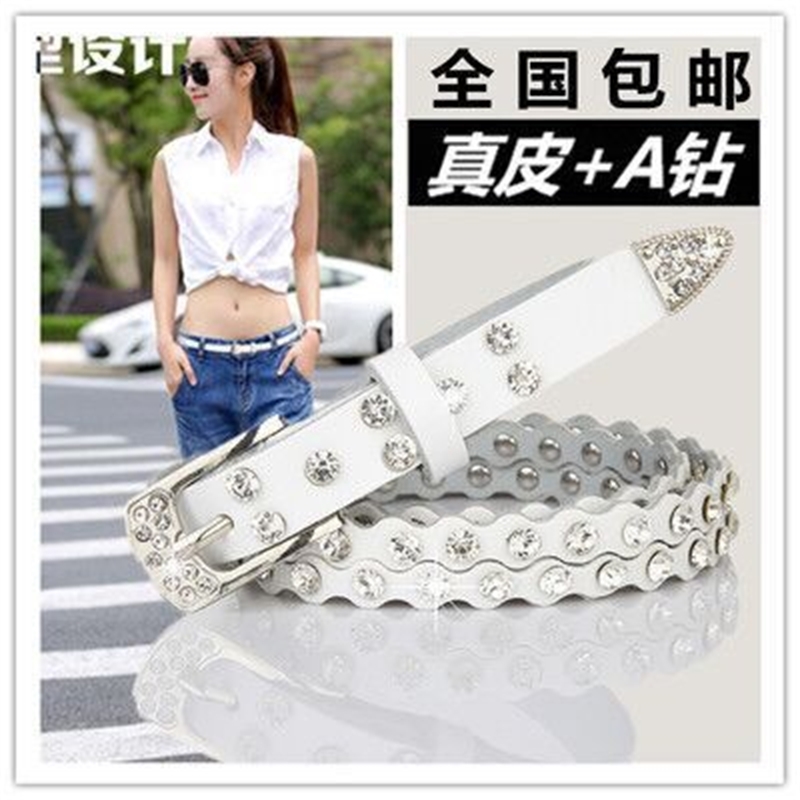 

Designer belts 2023 Fashion small women's fine Rhinestone decoration narrow leather belt skirt waist chain versatile