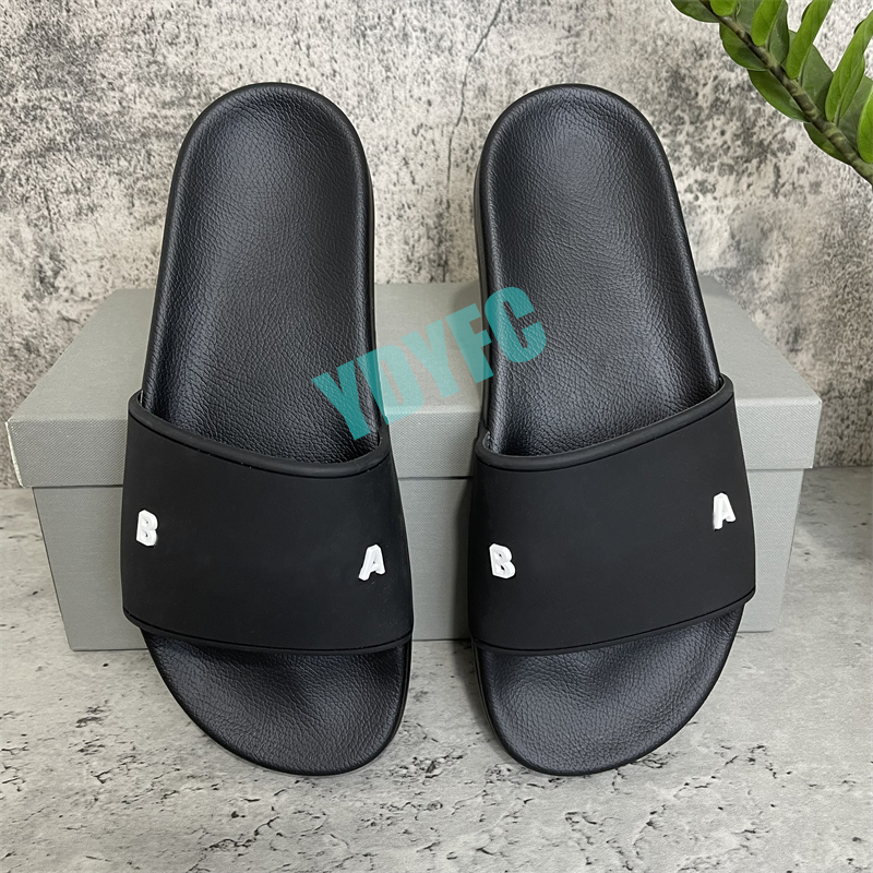 

High Quality Men's Women's Slippers Slide Summer Luxury Fashion Wide Flat Sandals Indoor Flip Flop With Box Size EUR 36-46, Black