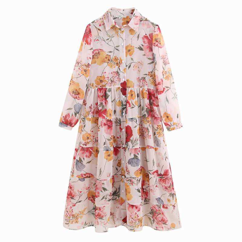 

Women Floral Dress Chiffon Material Spring Fashion Spaghetti Strap Lining Two Piece Sets Modern Lady Long Dresses 210602, Floral pattern