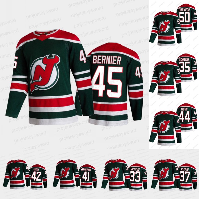 

New Jersey Devils 2021 Reverse Retro Jersey Ryan Graves Cory Schneider Robbie Russo Scott Wedgewood A.J. Greer Miles Wood Jonathan Bernier Corey Crawford Nikita Gusev, 76 p.k. subban