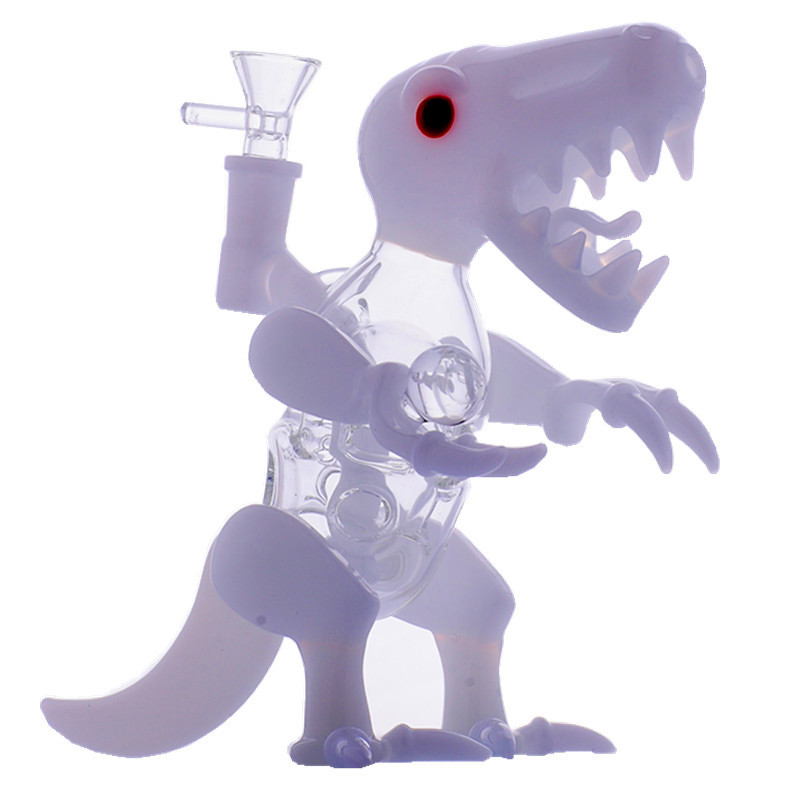 

Glass Dino Rig Dab Rigs Hookahs Crafts Bongs Glass Water Pipes 14.4MM Male Joint Dinosaur Shape White Bubbler Hot Sales