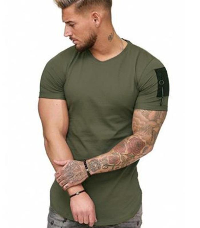 

Designer Tshirts Fashion Slim Zipper Panelled Short Sleeve Mens Tees Casual Males Clothing Solid Color Mens, White;black