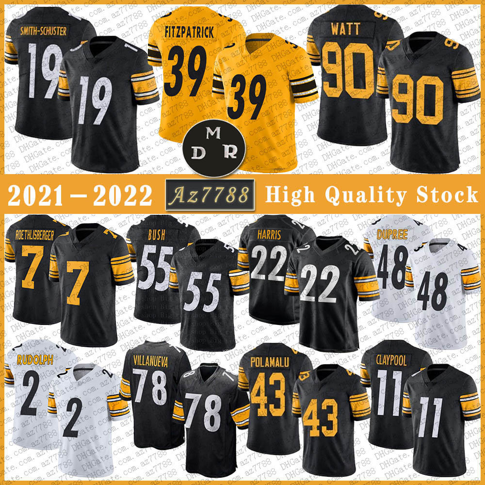 

PIT 22 Najee Harris 90 T.J. Watt Football Jersey 11 Chase Claypool 7 Ben Roethlisberger 39 Minkah Fitzpatrick Devin Bush Troy Polamalu JuJu Smith-Schuster Mason Rudolph, Shown