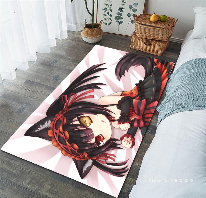 

Carpets DATE A LIVE Large Carpet Parlor Area Rugs Kids Bedroom Anti-slip Cartoon Anime Floor Mat For Living Room Home Decor, No3