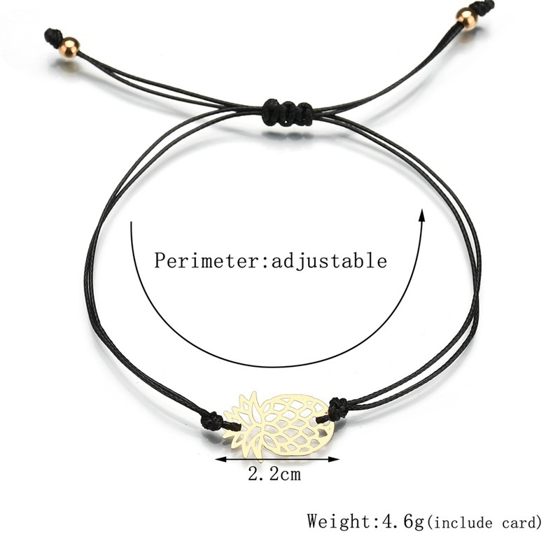 

charm bracelets make a pineapple shaped charm bracelet with gift card for women gold fruit white black red pink string rope wrap banglejewe, Golden;silver