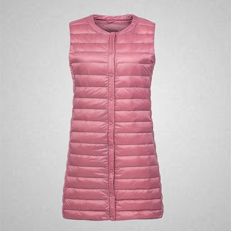 

Women's Down & Parkas Autumn Winter Ultra Light Waistcoat Women Slim Medium Long Sleeveless White Duck Jacket Ladies Single Breasted Outerwear, Black