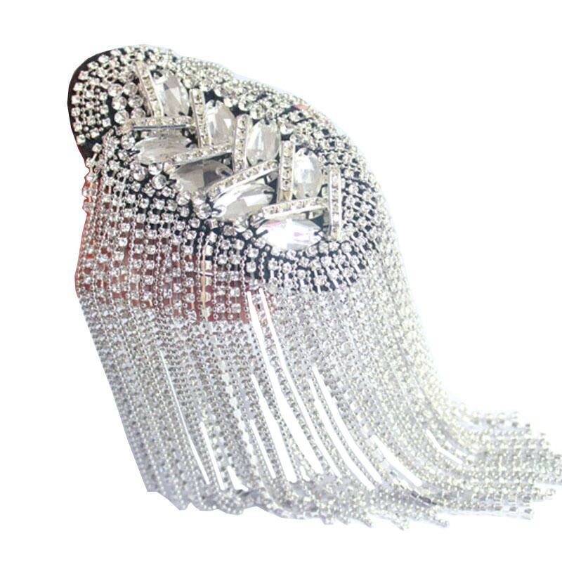 

Fashion Handmade Jewelry Tassel Rhinestones Epaulettes Clothing Accessories Brooch Epaulet Shoulder Brooches