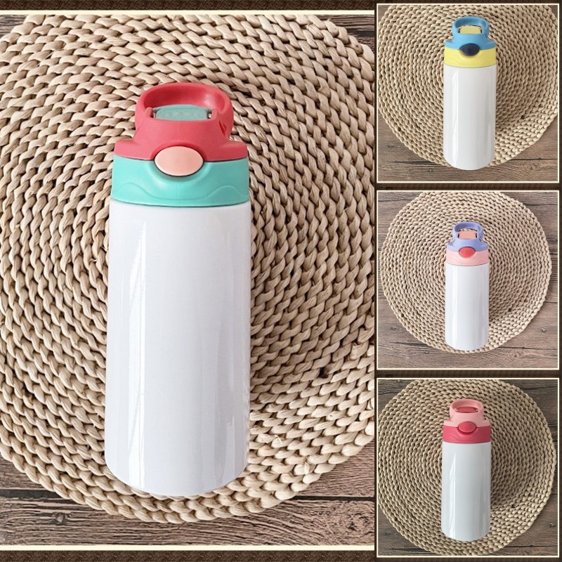 

12oz Sublimation Sippy Cup 350ml sublimation Children Water drink Bottles Stainless Steel Drinking tumbler for kids 6colors two 383 S2, Multi-color
