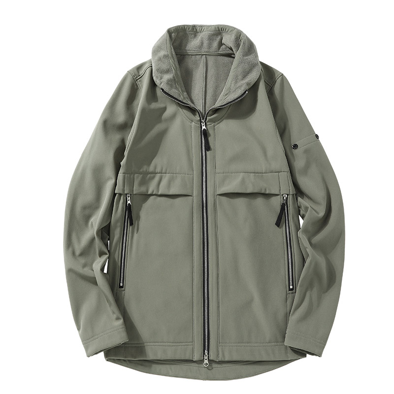 

Fleece keep warm Hooded Men's Jackets superior quality Couple soft shell jacket outdoor sport Jogging outerwear Simple embroidery Badge, Blue-1967