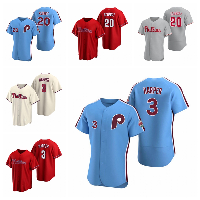 

Baseball Jerseys Bryce 3 Harper Mike 20 Schmidt 2021 men women youth PhiladelphiaPhilliesJerseymen size S-4XL, Nk logo