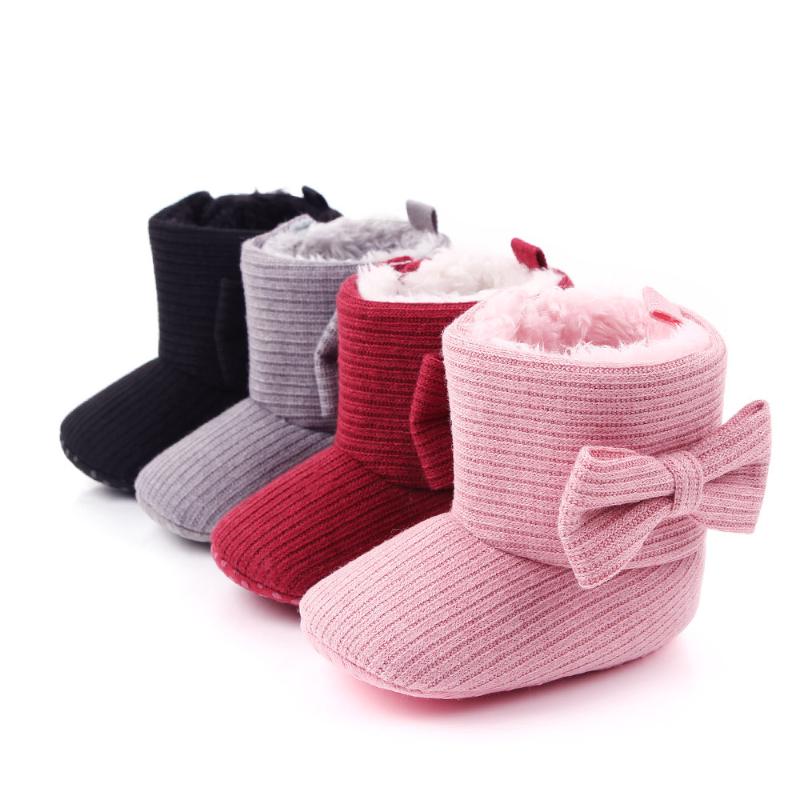 

Boots TongYouYuan Winter With Bow Snow Baby Knitting Crib Boys Girls Super Keep Warm Infant Toddler, Black;grey