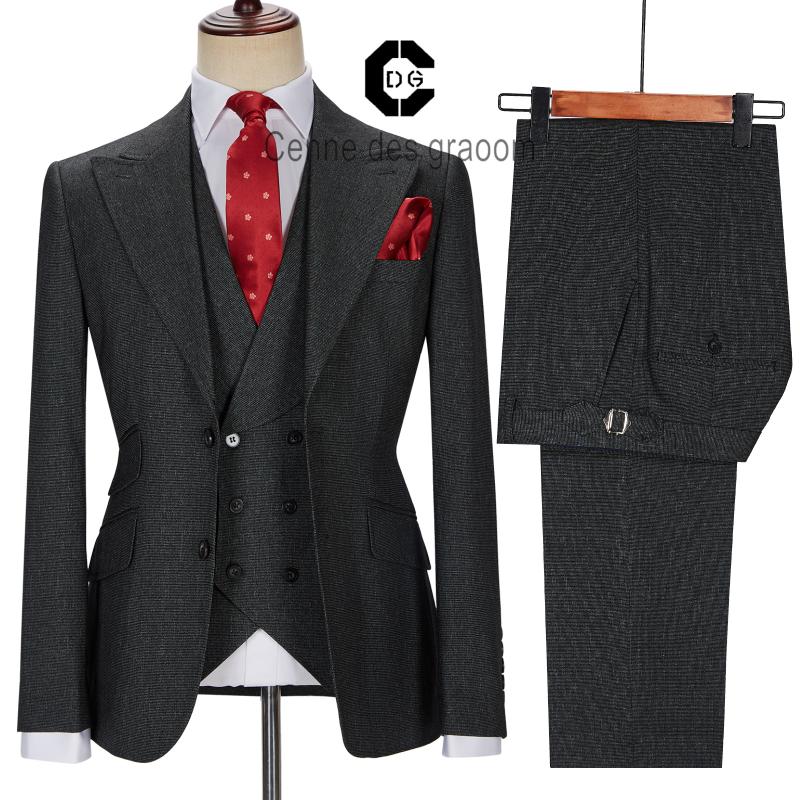 

Men's Suits & Blazers ( Jacket + Vest Pants ) Cenne Des Graoom Men Tailor-Made Costume Homme Casual Business Formal Wedding Groom Grey, Gd-grey 3