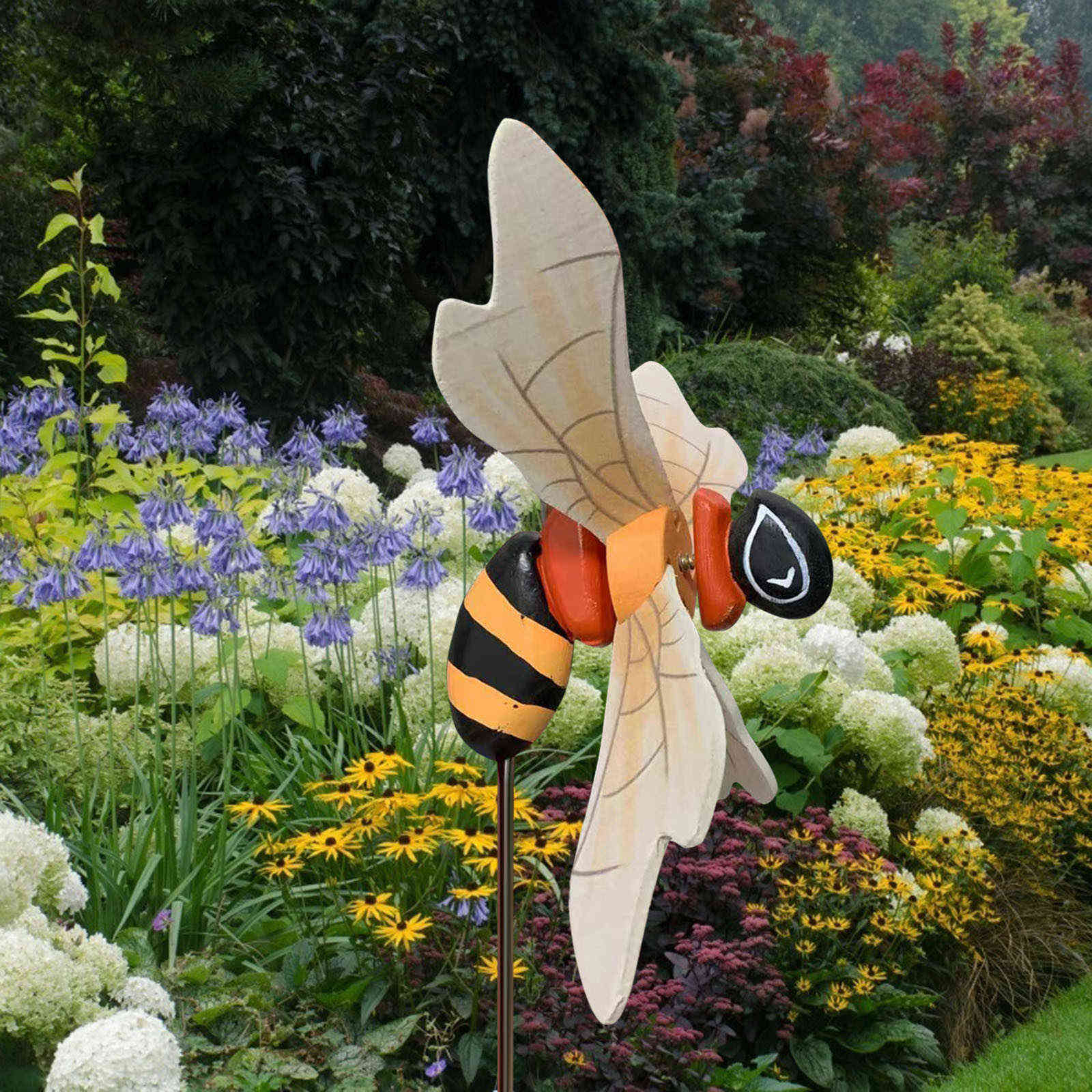 

2021New Sell Cute Large Animal Bee Windmill Wind Spinner Whirligig Yard Garden Decor Outdoor Windmill Garden Decoration 1PCS Q0811