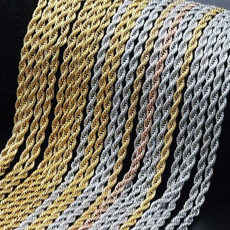 Chains 2021 Hip Hop 3mm Basic Necklace Chain 100% Stainless Steel Rope Men&#039;s Rapper Jewelry Pendant Necklaces Wholesale-image-707390754