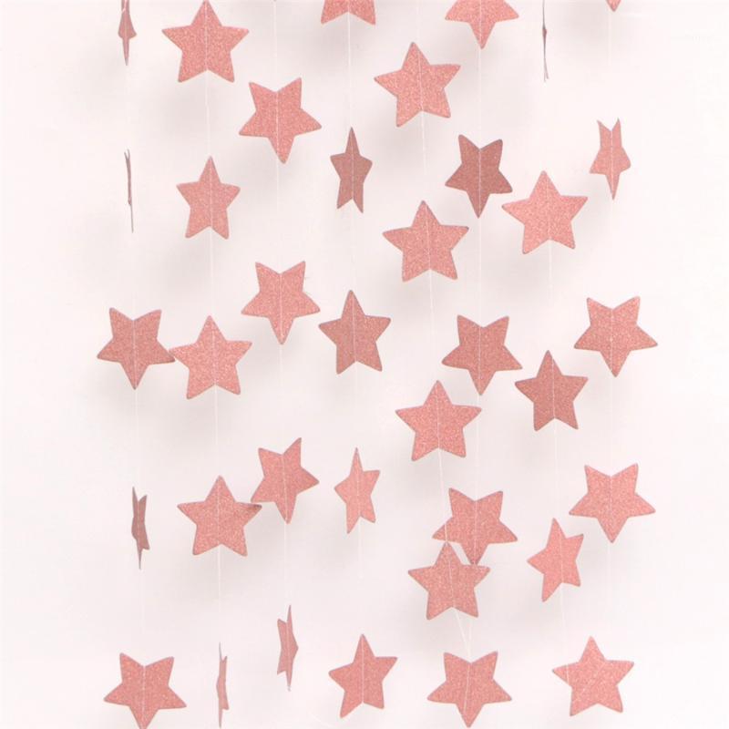 

1pc 2m Rose Gold Paper StarShape String Banners Colorful Bunting Hanging Romantic Birthday Wedding Party Home Decoration