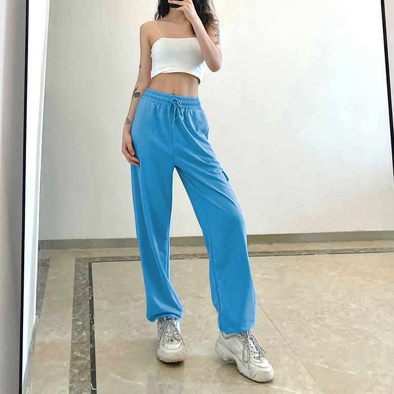 

pants trousers ins style 2021 women's solid color drop loose legged high waist slim casual, Black;white