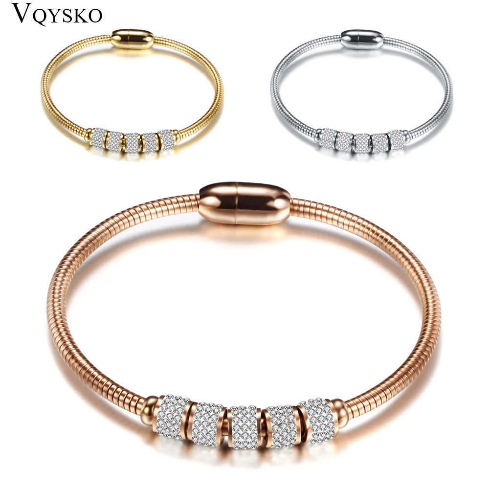 

Drop Shipping Fashion Woman Bracelet and Bangles with Magnetic Clasp Women Stainless Steel Bracelet Bangles Jewelry Wholesale Q0719