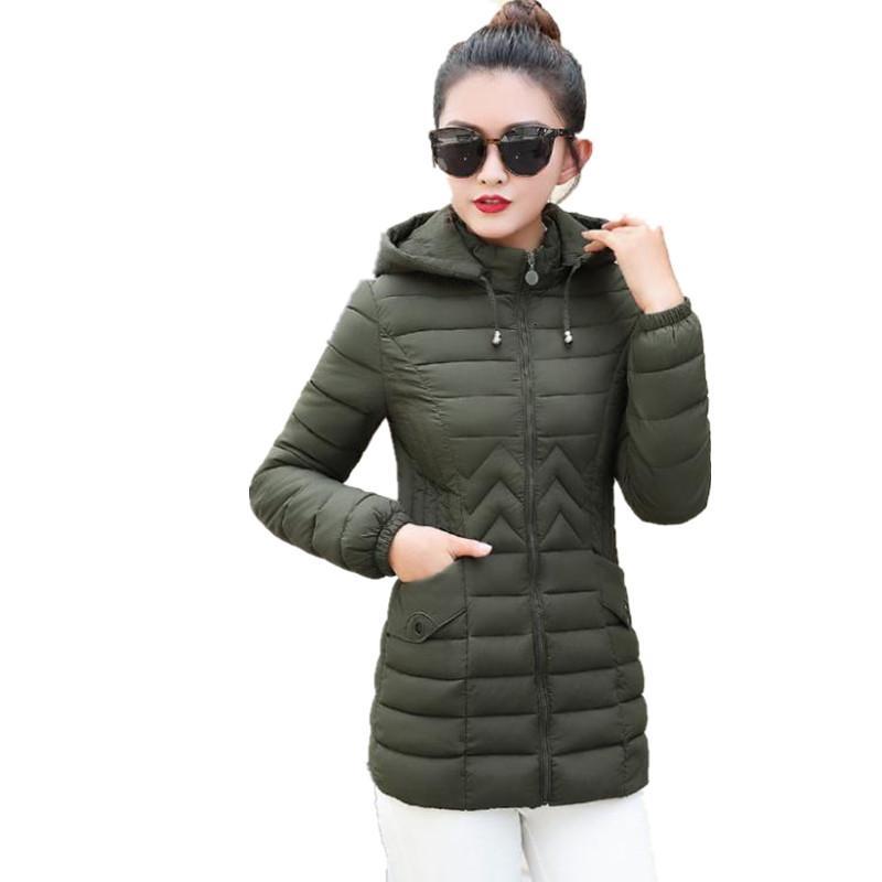 

Women's Down & Parkas Plus Size 6XL Light&Thin Winter Jackets Autumn Cotton Jacket Hooded Slim Casual CoatCQ2502 99Z2, Black