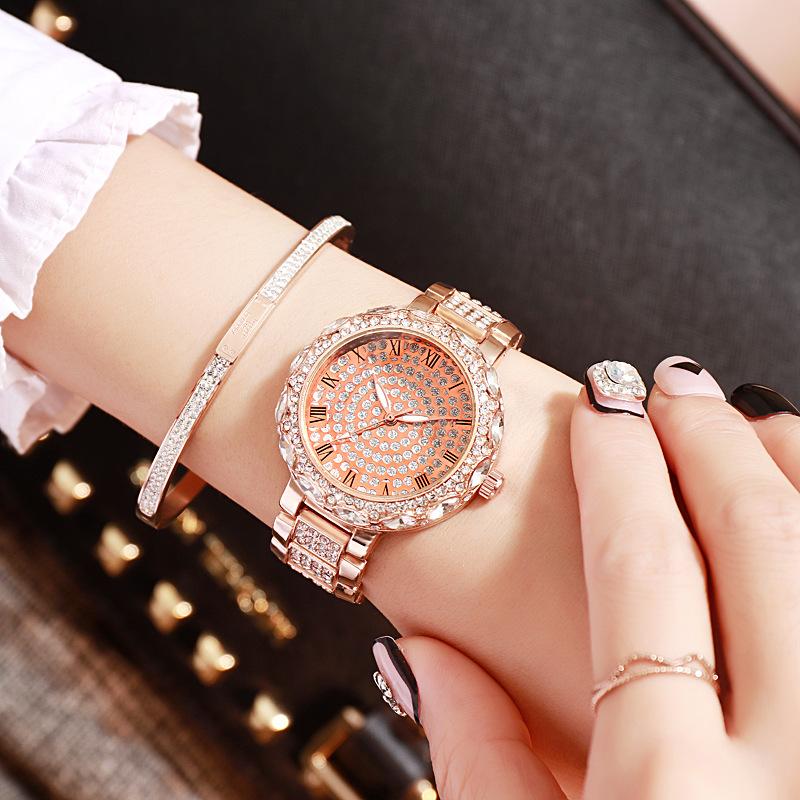 

Wristwatches 2021 Women Watch Luxury Wrist White Rhinestone Fashion Ladies Gifts For Saati, Gold