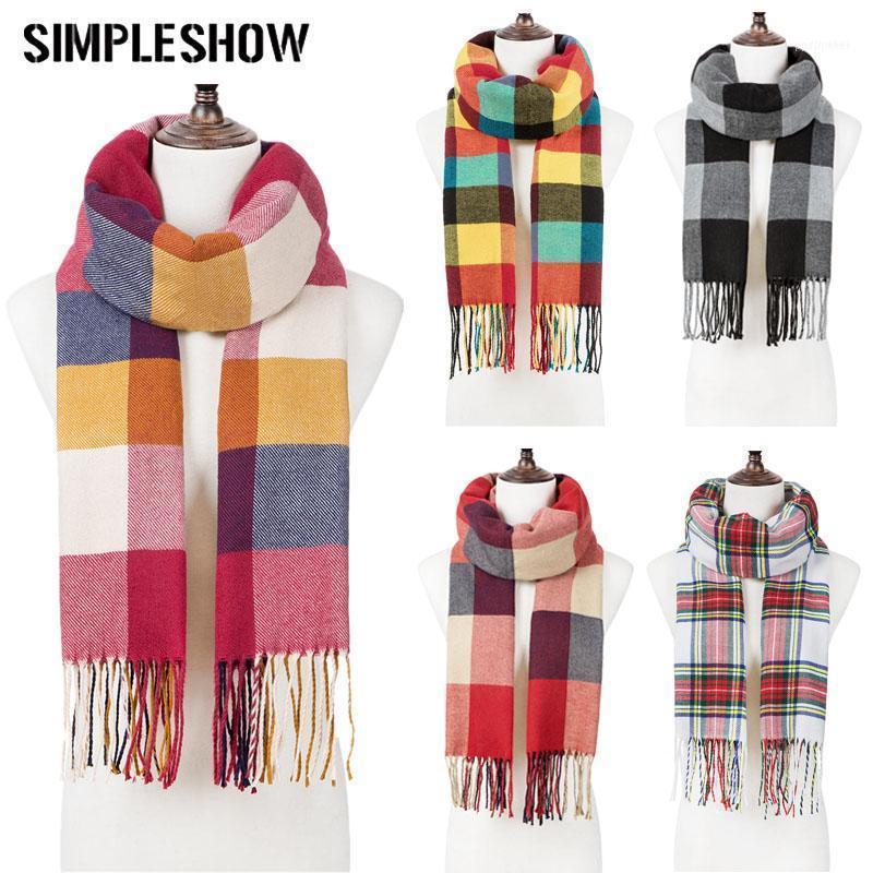 

Scarves 2021 Fashion Men Women Winter Scarf Check Tassel Ladies Shawl Unisex Knitted Warm Long Focald Femme1