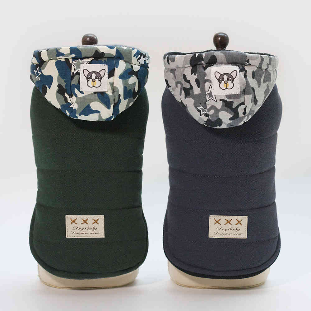 

Dogs Clothes Dog Apparel Pet Autumn Winter Camouflage Hat Cotton Padded, Green