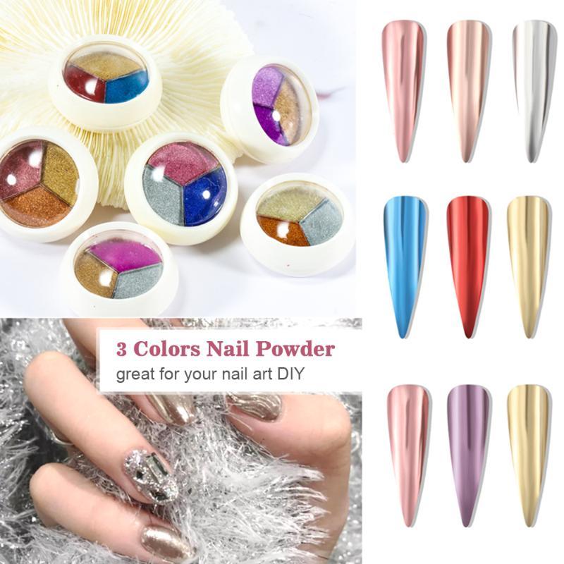 

3 Colors Nail Powder Glitter Nail Decor Mirror Effect Chrome Metallic Manicure Pigment Equipment Gel Polish