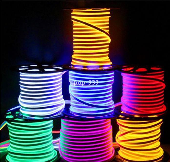 

220V Newly LED Toys strip lights waterproof IP65 flexible SMD2835 120 leds both side glowing high bright 8 colors neon light wholesale 50m+