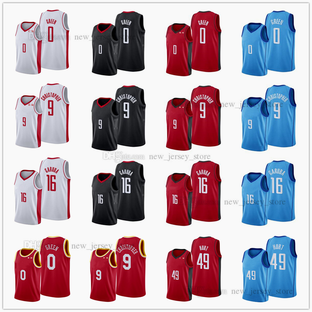 

2021 Draft Pick Basketball 0 Jalen Green Jerseys Printed 49 Matthew Hurt 9 Josh Christopher 16 Usman Garuba Jersey Blue White Red Black Fast Send, Black;red
