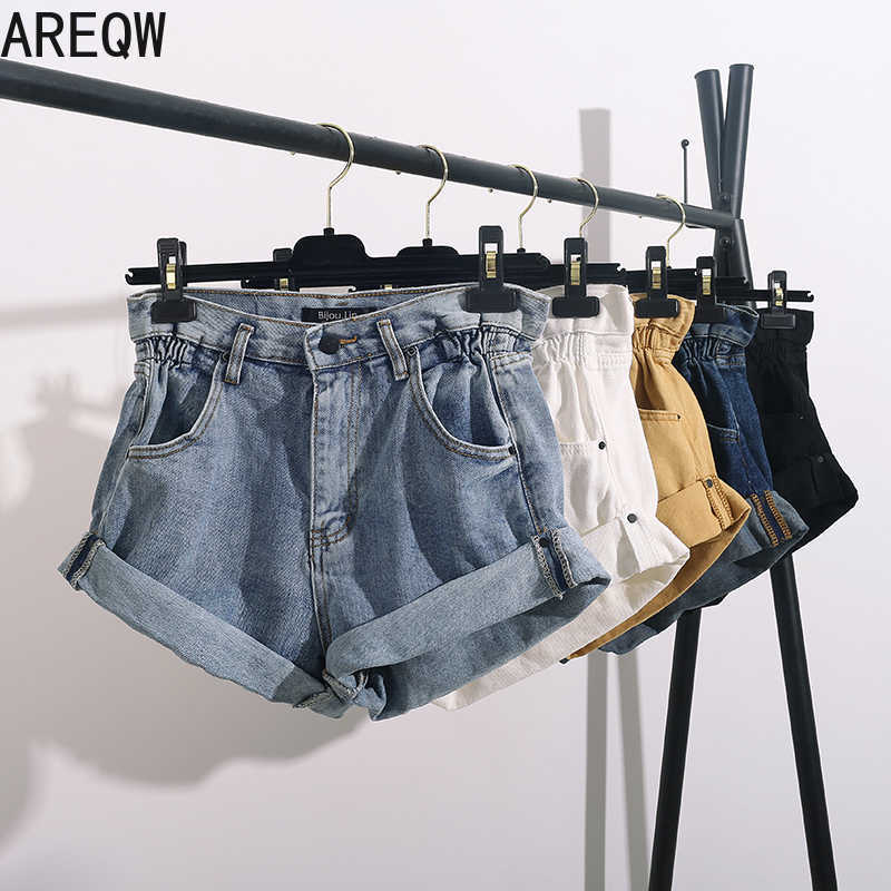 

Spring Summer Shorts Feminino High Waist Sexy Vinatge Jeans Shorts 210611, Yellow