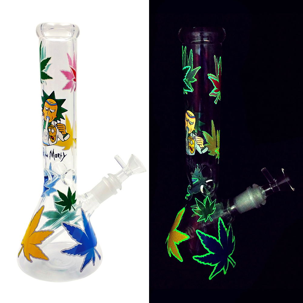 

12 inch Glass Bong Straight Handmade Water Pipe Smoking Accessories (Glowing Rk)