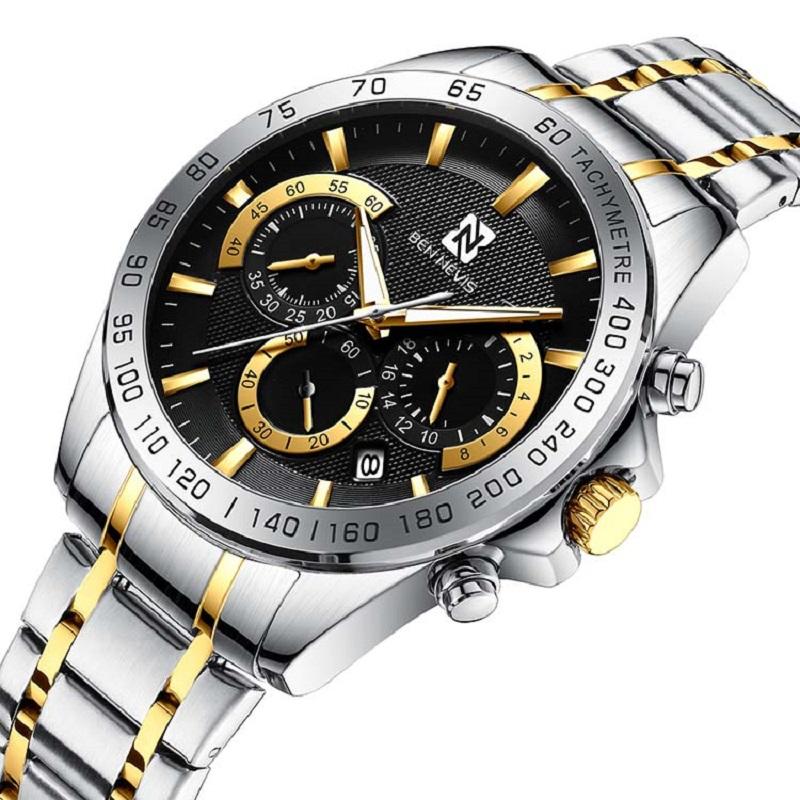 

Wristwatches BEN NEVIS Men Watch Fashion 2021 Watches For Man Male Clock Date Chronograph Quartz Tool Box Drop BN6026G, Silver black tool