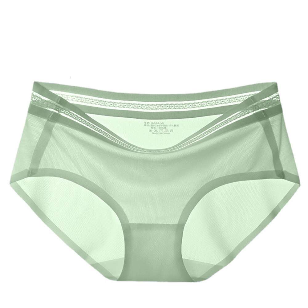 

2021 new breathable oxygen one piece underwear ice silk women's briefs middle waist cotton comfortable soft, Black;pink