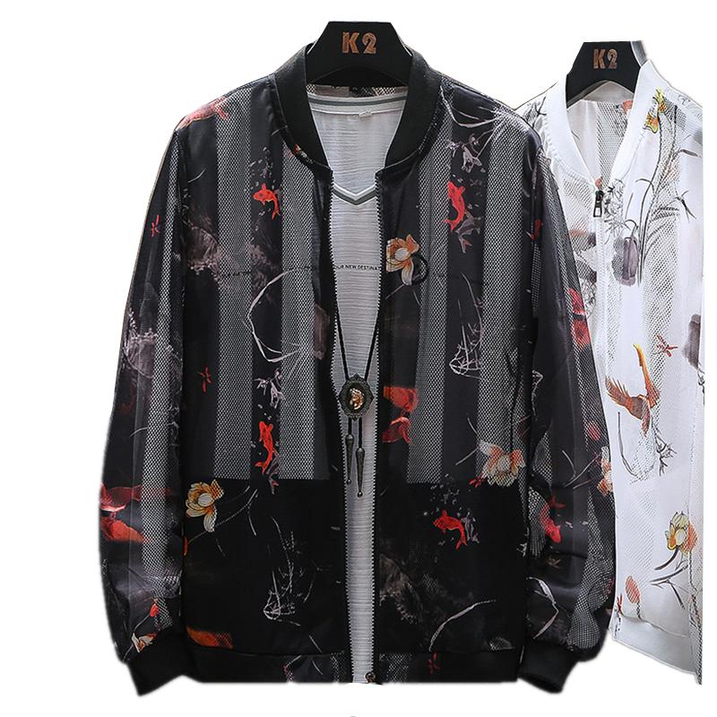 

Men's Jackets Spring Jacket 2021 Men Printed Casual Coat Summer Sun Protection Breathable Clothing Windbreaker Casaco Masculino