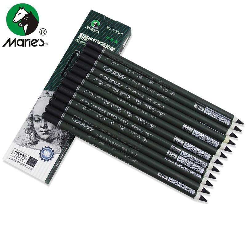 

Marie's 12Pcs Sketch Charcoal Pencil For Painting Soft Pencils Drawing Lapiz Set Stationery School Students