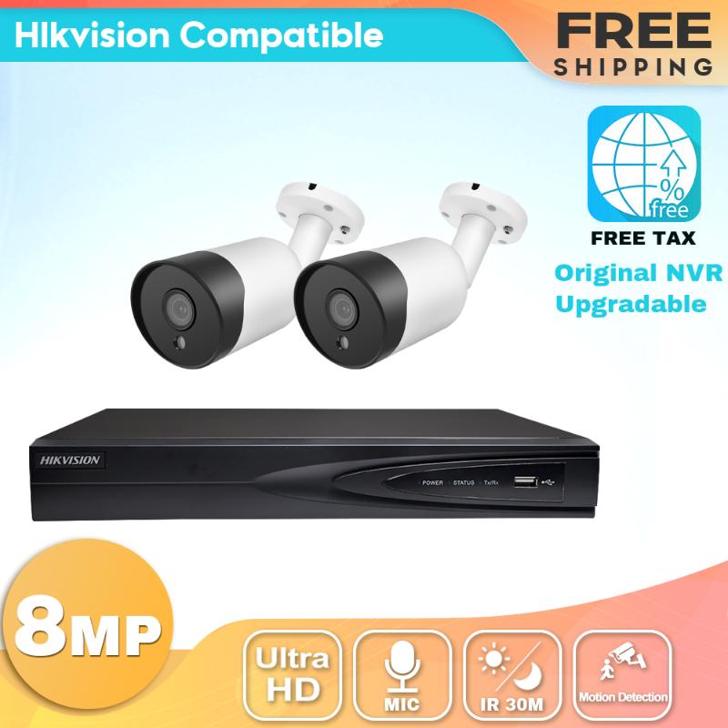 

Wireless Camera Kits Hikvision Compatible 2PCS 8MP POE IP Bulllet & Original NVR DS-7604NI-K1/4P DIY Video Security CCTV System