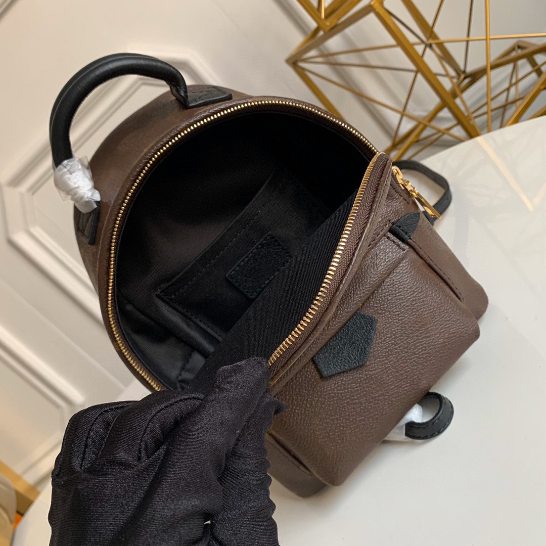 

High Quality Men Fashion bags designer handbags Pu Leather Mini size Women Children School Backpack Springs Lady luxurys Travel Bag, Black flower