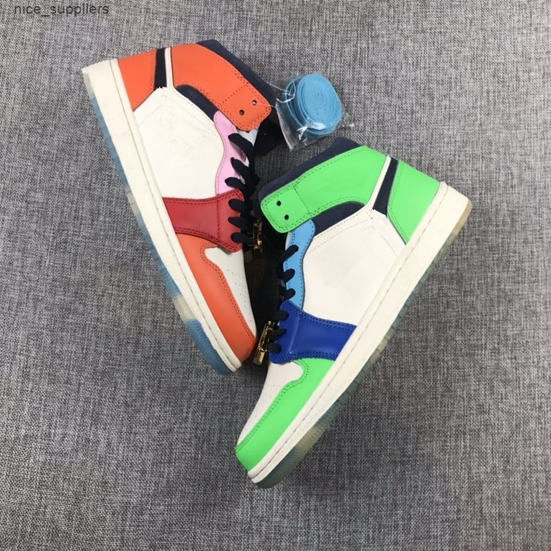 

With Box Jumpman 1 Melody Ehsani x 1 Mid WMNS Fearless Women Mens Shoes Watch Lace Jewel 1s Sneakers Eur36-45, Black