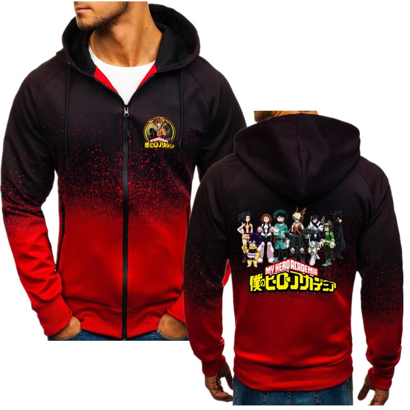 

Men's Hoodies & Sweatshirts 2021 Selling Spring Autumn Cotton Gradient Men My Hero Academia Brand Mens Casual Slim Zipper Printed Hoodie Top, Black