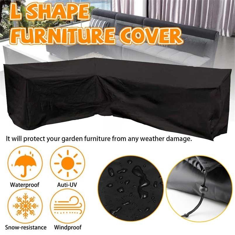

Waterproof Outdoor Patio Garden Furniture Cover L Shape Dustproof Table Chair Sofa Protective Rain Snow Mildew Resistant 211207