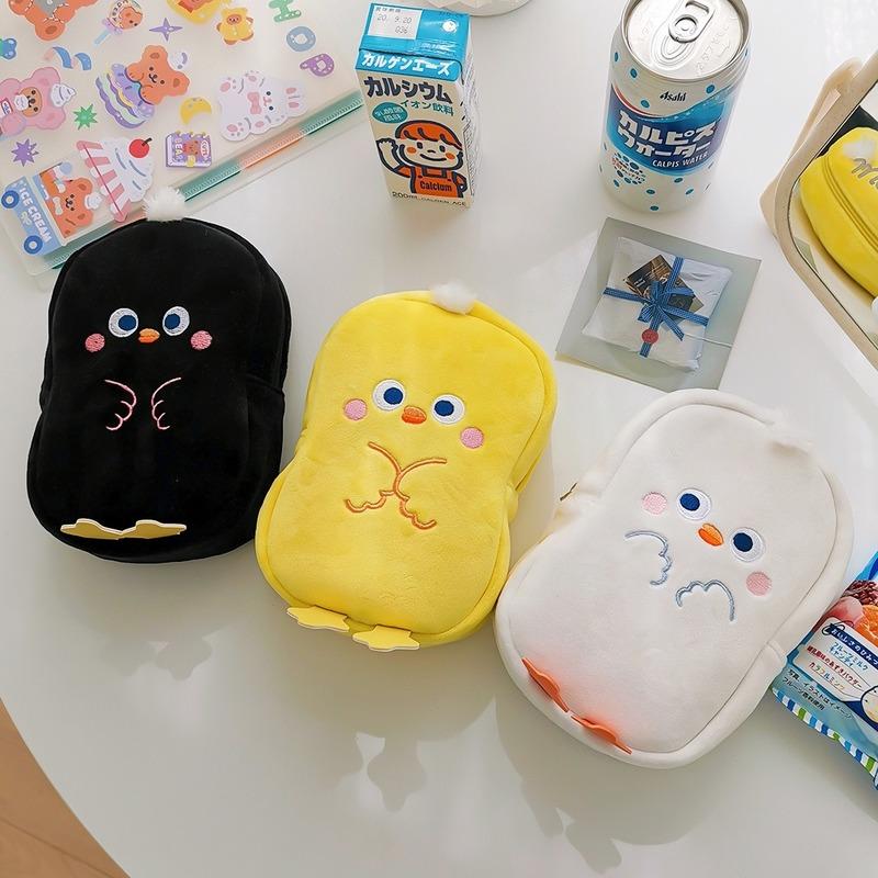 

Cute Little Chicken Plush Storage Bag Cartoon Pencil Case Student Portable Cosmetic Makeup Pouch Bags & Cases