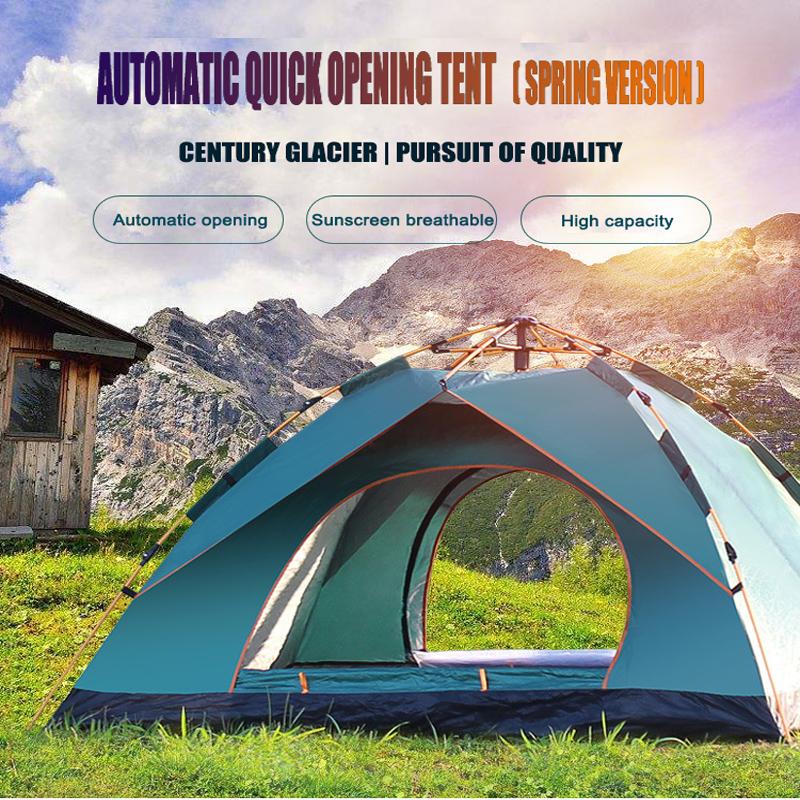 

Tents Tourism 3-4 People Travel Double Layer Automatic Tent Outdoor Camping Park Camp Rainproof Sunscreen With Mosquito Net And Shelters