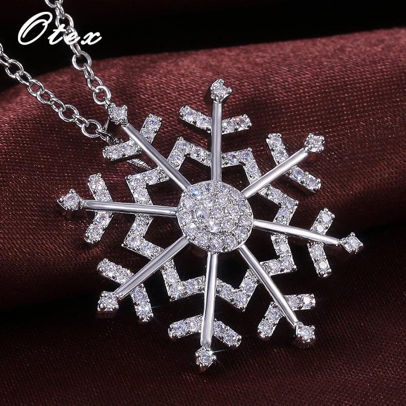 

Fashion Women Wedding Necklaces Charm O Word Chain Frozen Snowflake Necklace Pendant Gift Hip Hop Jewelry Chains