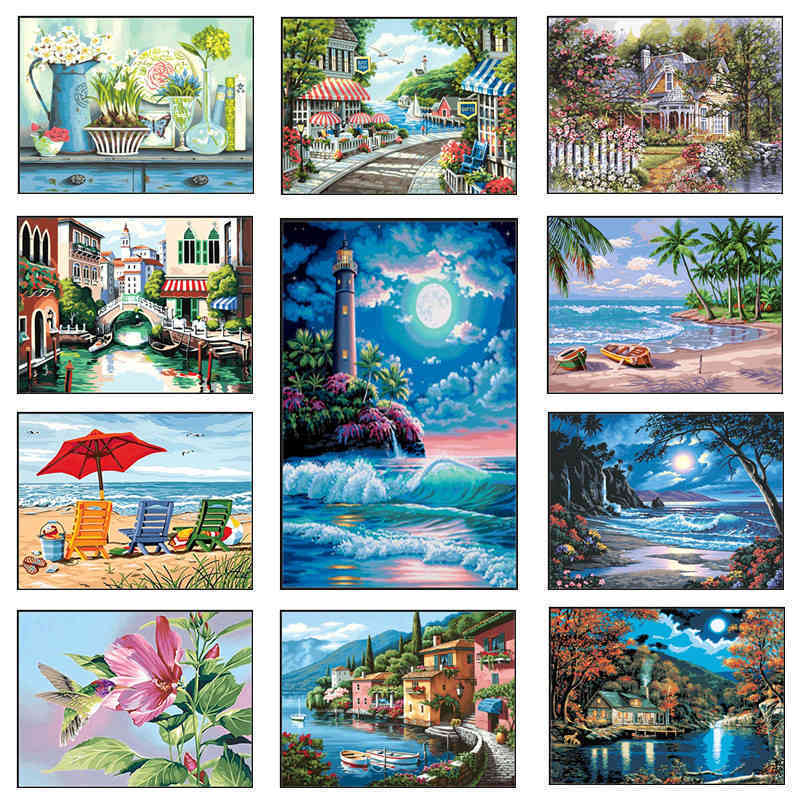 

5D DIY Painting Full Embroidery Landscape Sale Diamond Mosaic Cross Stitch Set Home Decor D7FC