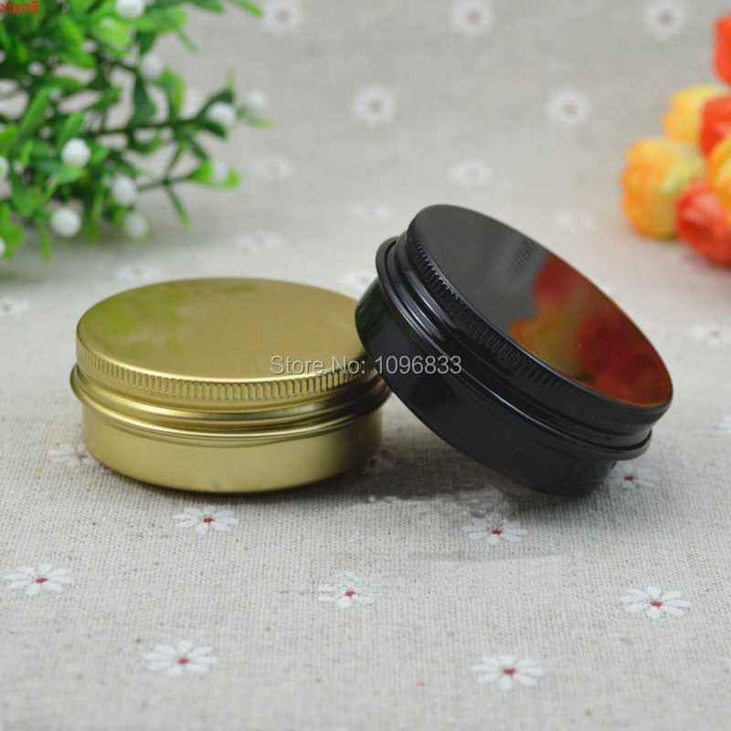 

30G 30ML Gold Aluminum Jar Black Metal Box, Cosmetic Cream Packaging Tin Containers, 100pcs/Lothigh qty