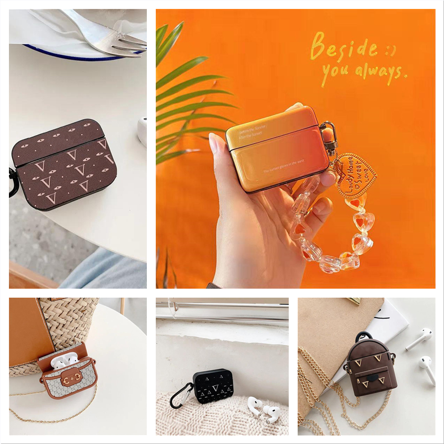 

luxurys designers AirPod Cases for Earphone pro 1 2 3 high quality Apple Airpods Earbuds Letter Printed Hard Shell Protection