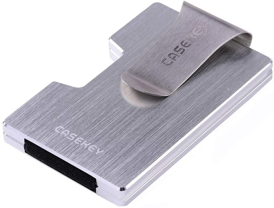 

Slim Wallet with Money Clip Minimalist Metal RFID Card Holder Wallets for Both Men and Women, Red
