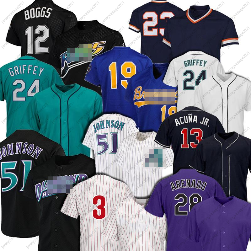 

Vintage 51 Randy Johnson 28 Nolan Arenado 24 Ken Griffey Jr Jersey 12 Wade Boggs 19 Robin Yount 13 Ronald Acuna Jr. Baseball Jerseys Size S-3XL, Men(qing cang luo ji)1