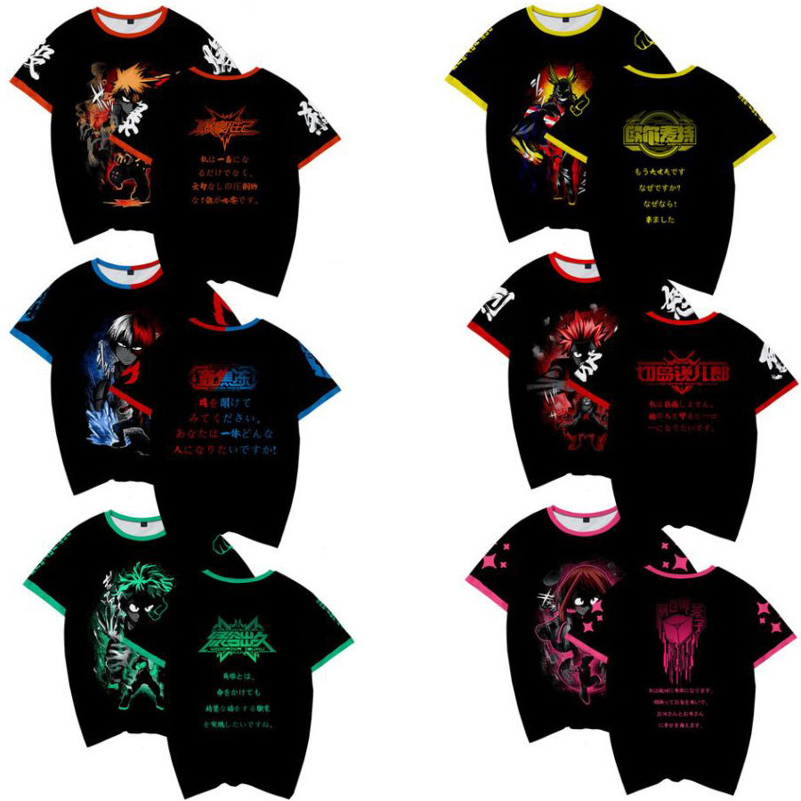 

Anime My Hero Academia 3D T Shirt Women Men Midoriya Izuku Bakugou Katsuki Todoroki Shoto OCHACO URARAKA Kirishima Eijiro Cosplay Costume, 001